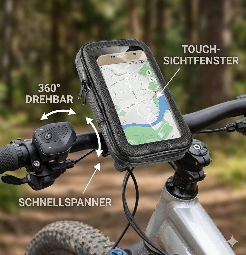 kamelshopping Handy-Lenkertasche Fahrrad Smartphone-Halterung bis 7 Zoll Wasserdicht 360° Lenker Tasche, Schützt gegen Wasser, Staub und Schmutz, Schnellspannha – Bild 5 von 5