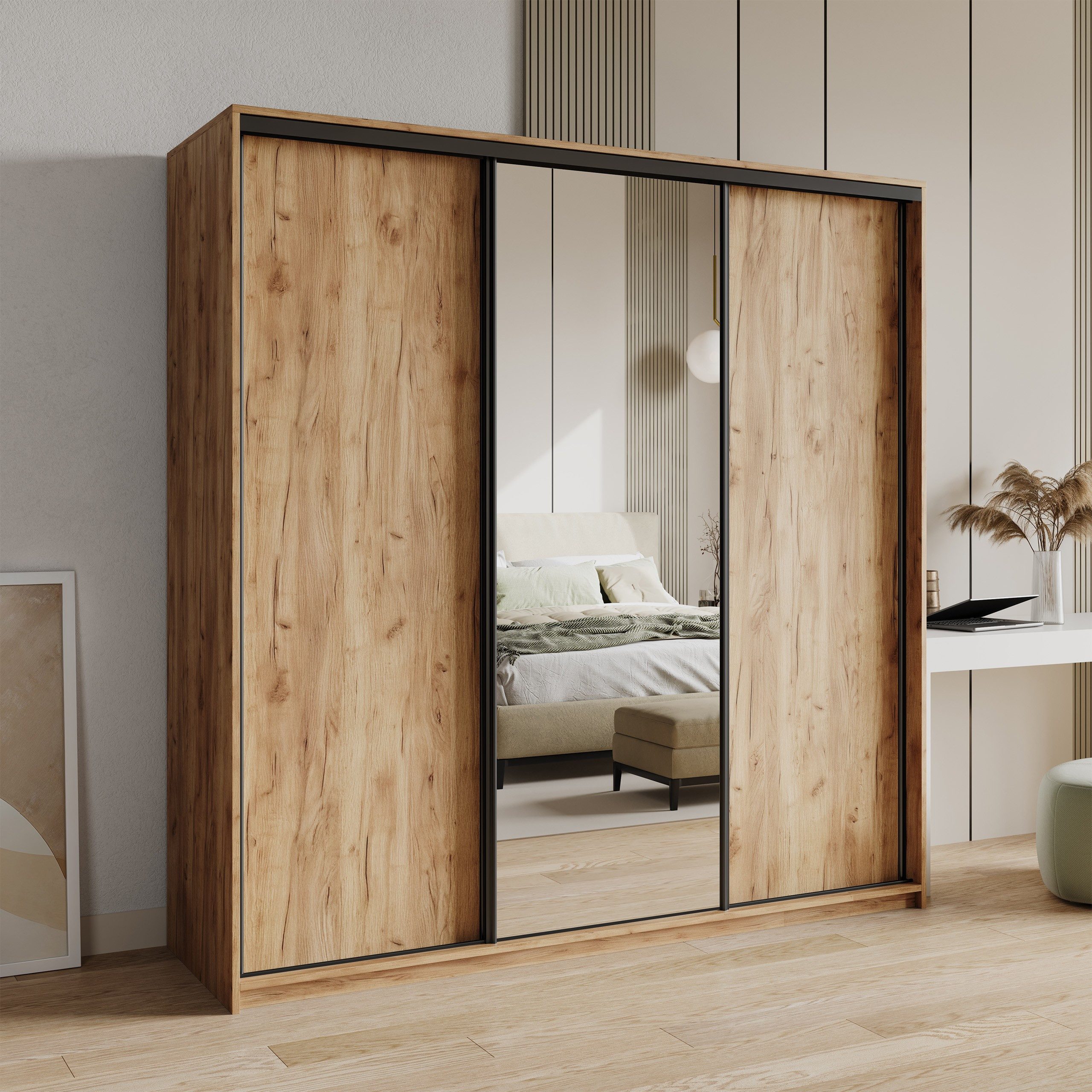 Masseno Schwebetürenschrank TAVI Kleiderschrank mit Spiegel günstig online kaufen