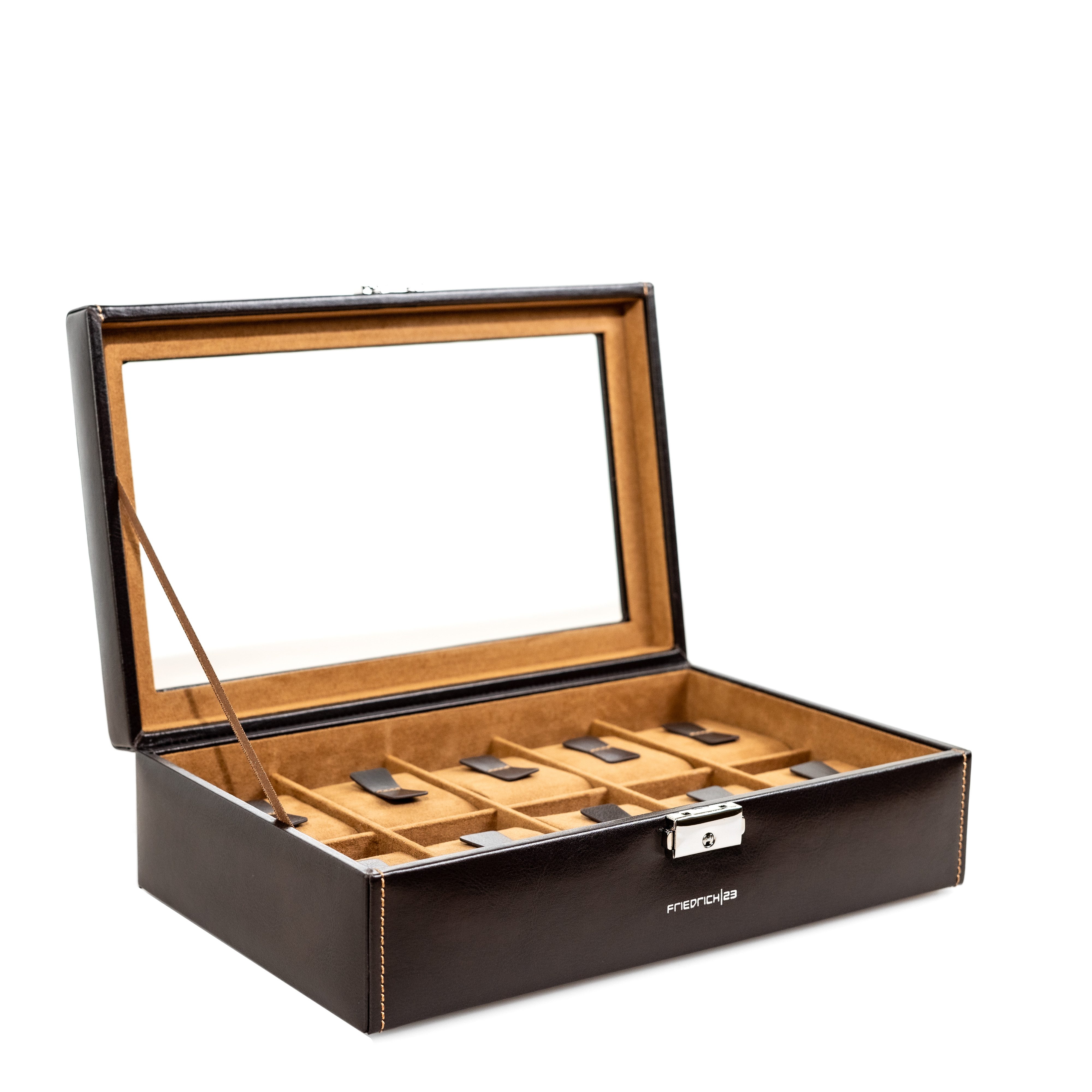 Friedrich23 Uhrenkoffer Für 10 Uhren - Abschließbar Mit Glasdeckel