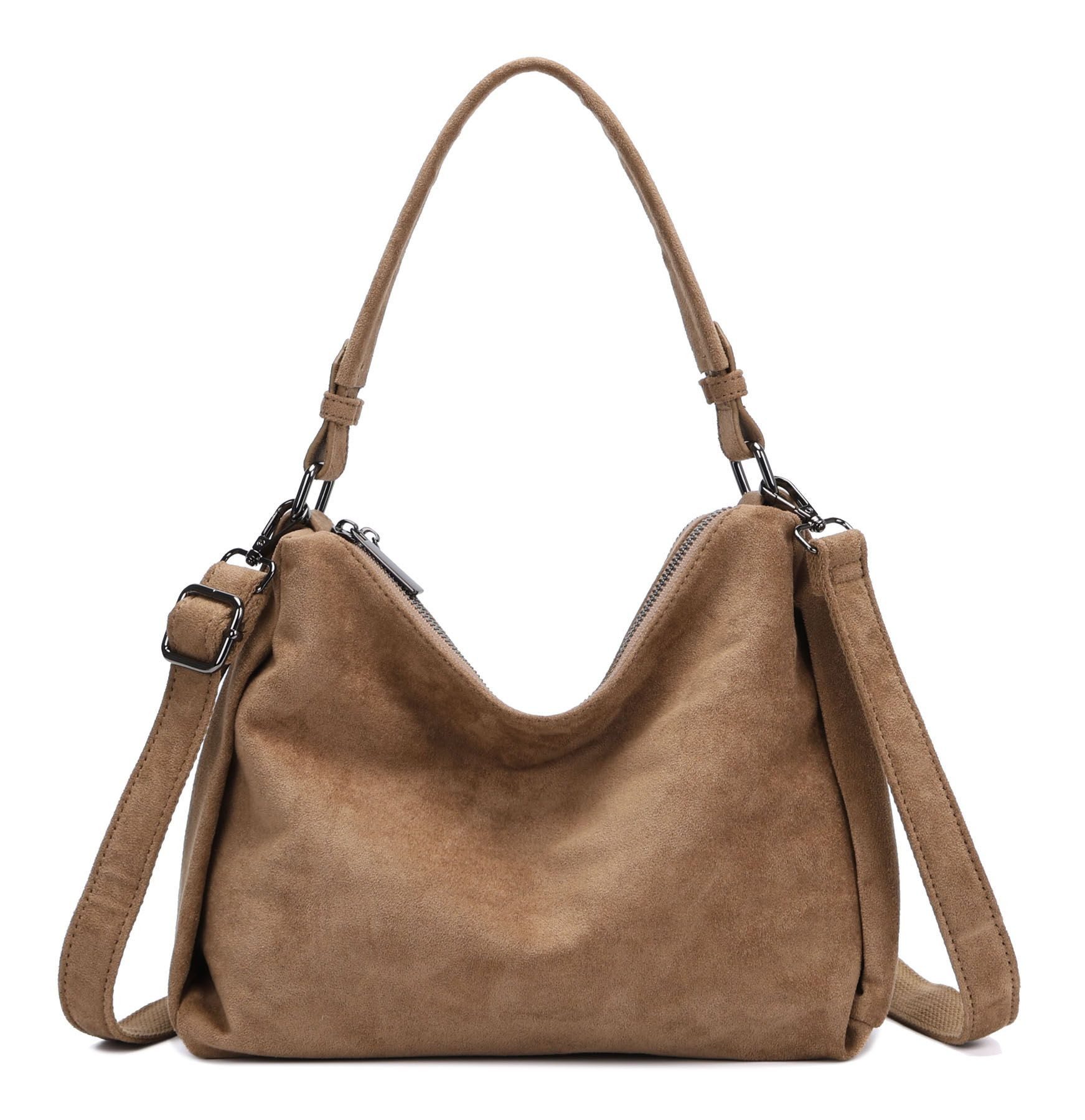 ITALYSHOP24 Schultertasche DAMEN TASCHE SHOPPER Umhängetasche Crossover Hobo Bag Leder Optik (Spar-Set: Tasche mit 2 Gürtel. Zusatz Stoffgurt/Umhängeband, mit Schultergurt), Henkeltasche Reisetasche Crossbag für Büro Freizeit Urlaub BodyBag