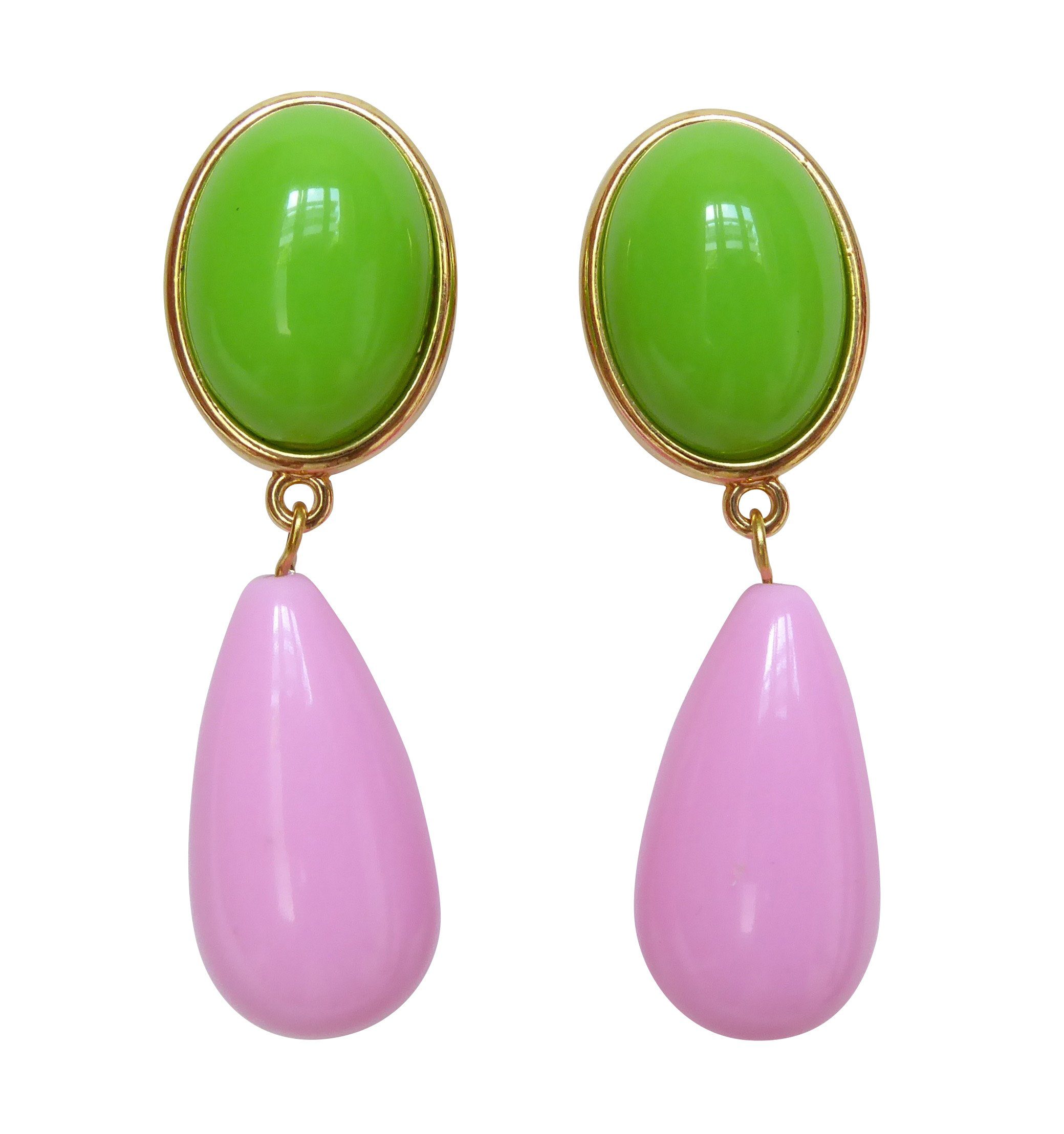 Mugello Paar Ohrstecker Viola kiwi-rosa trendige Eyecatcher bunt knallig farbenfroh, made in Germany Designer JustWin, Statementohrringe