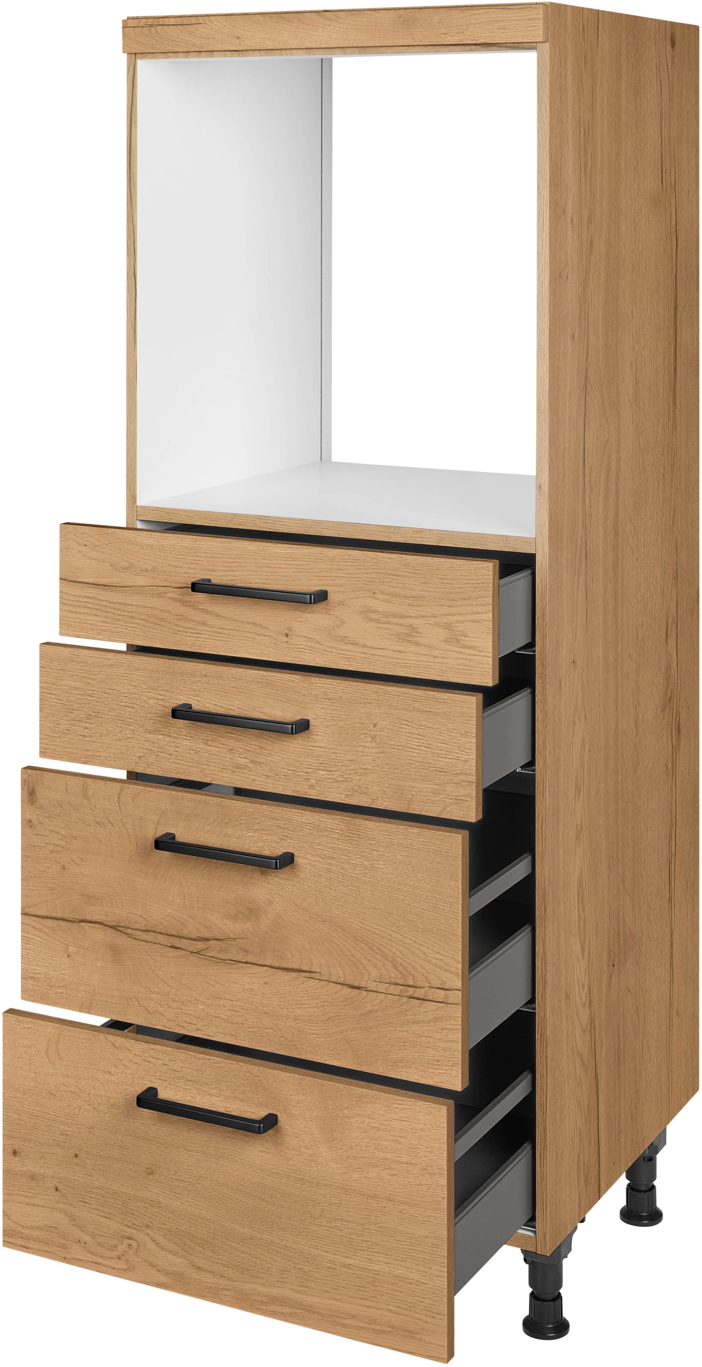 nobilia® Herdumbauschrank "Structura", mit Schubkästen und Auszügen, vormontiert, Breite/Höhe: 60/167,8 cm