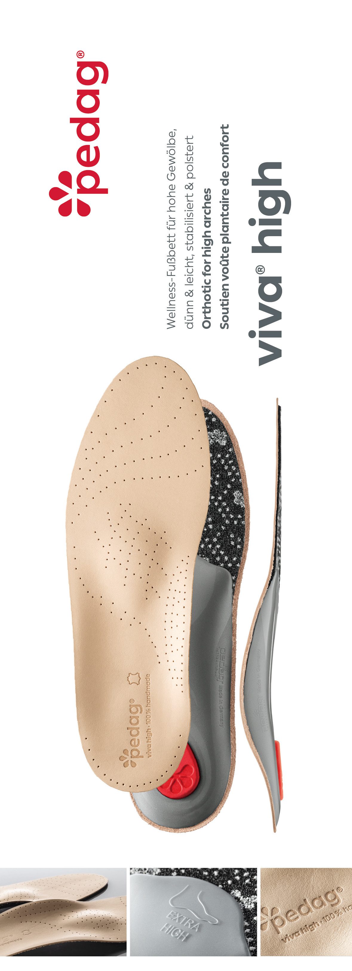 Pedag Einlegesohlen pedag Viva High Extra dünne & leichte Hohlfuß Schuheinlage Gr.35-46