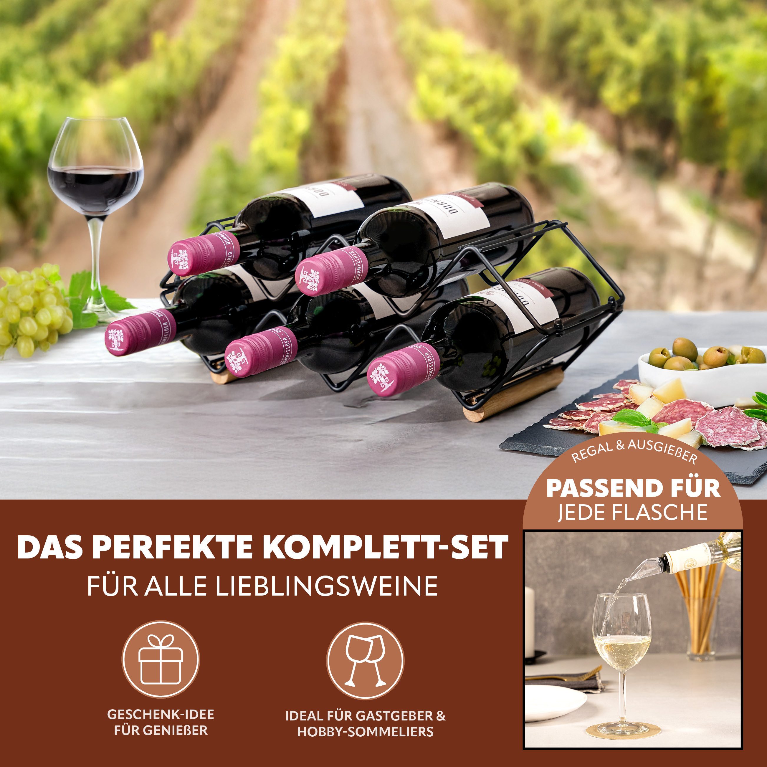 eluno Weinregal Weinregal-Set 6tlg., Sommelier-Set