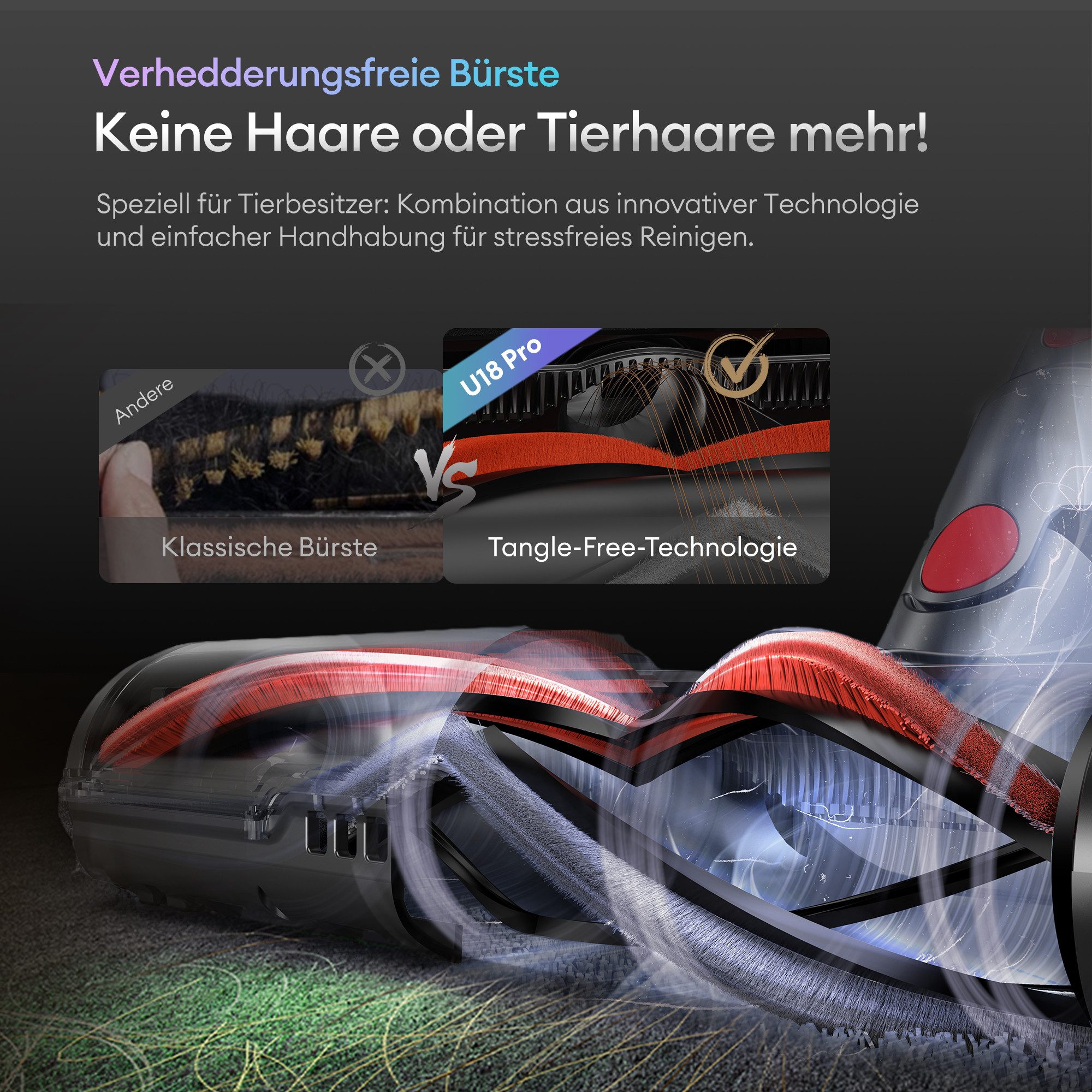 Ultenic Akku-Hand-und Stielstaubsauger akkustaubsauger,kabellos,8 in 1/76000PA/80min, 600 W, beutellos, 180°flexibles Biegegelenk, selbststehendes Design