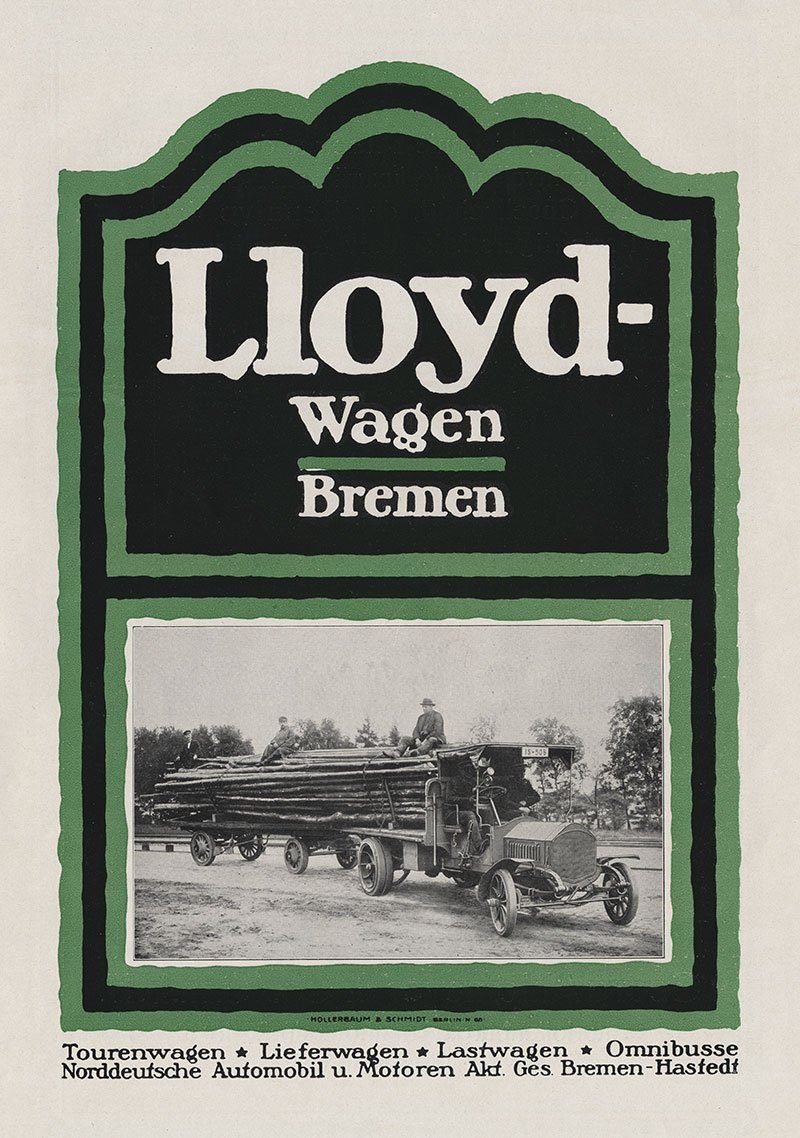 Kunstdruck Lloyd Wagen Tourenwagen Lieferwagen Lastwagen Bus Plakat Braunbeck Mot, (1 St)