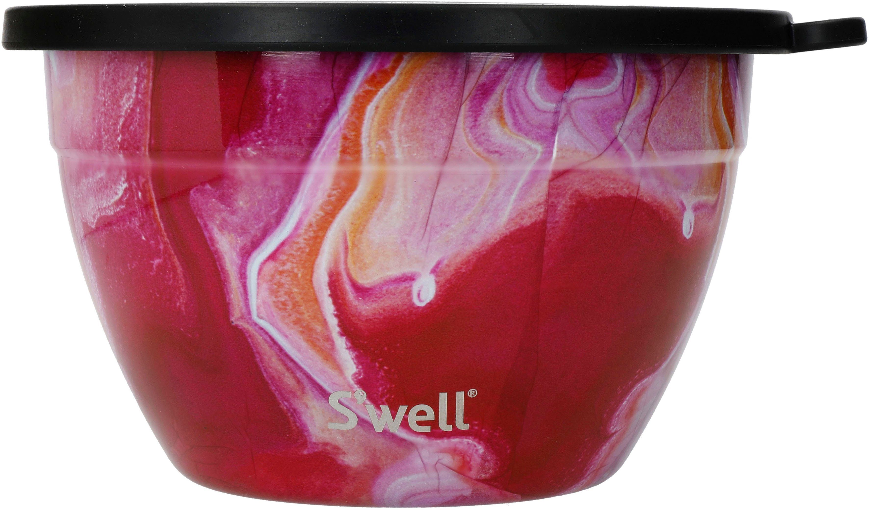 Rose Therma-S'well®-Technologie Salatschüssel mit Salad S'well vakuumisolierten Außenschale (3-tlg), Agate S'well Gold 1.9L, Bowl Calacatta Kit, Edelstahl,