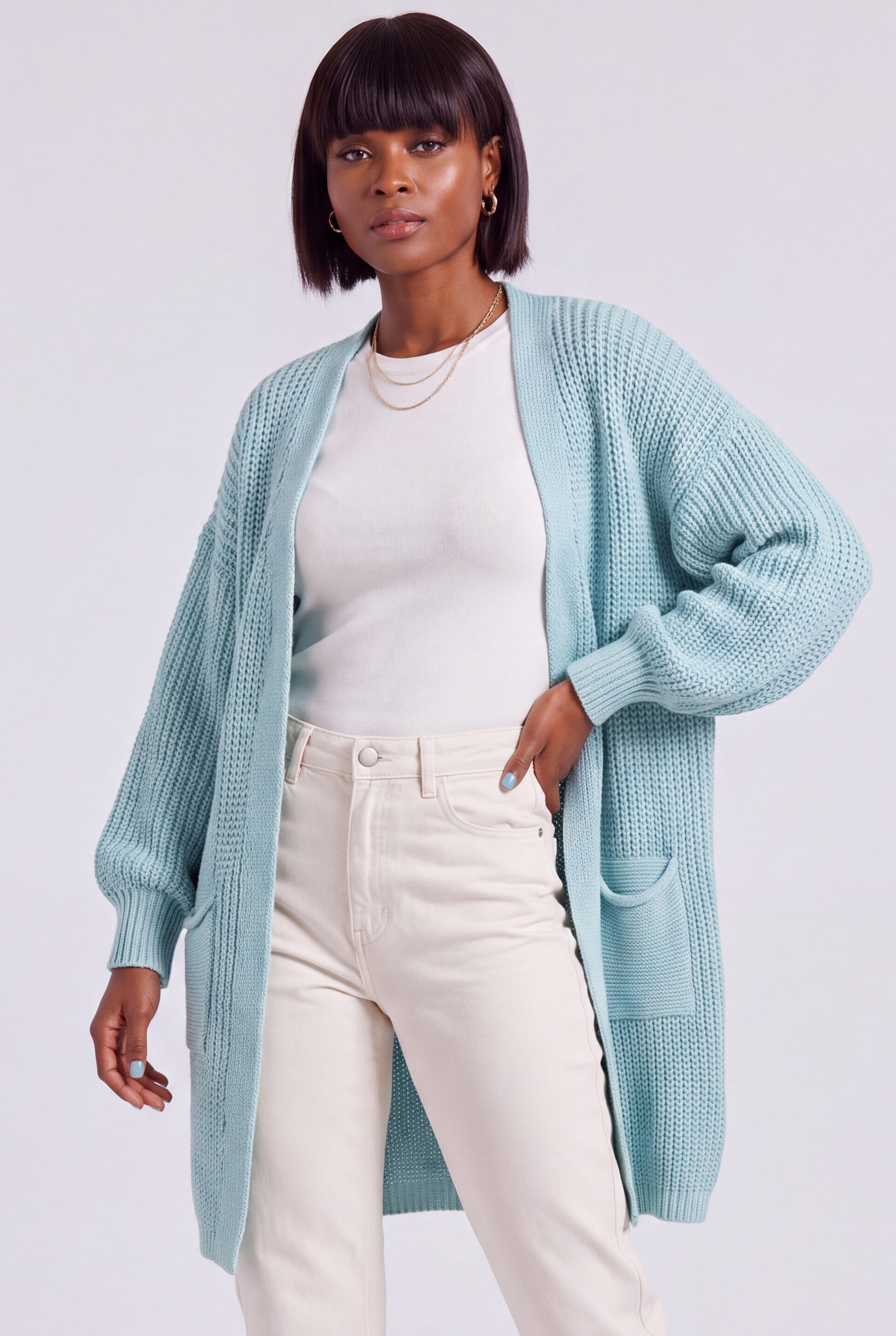 YC Fashion & Style Cardigan Offene Damen Strickjacke aus Grobstrick mit Taschen – One Size 34–46 in Unifarbe