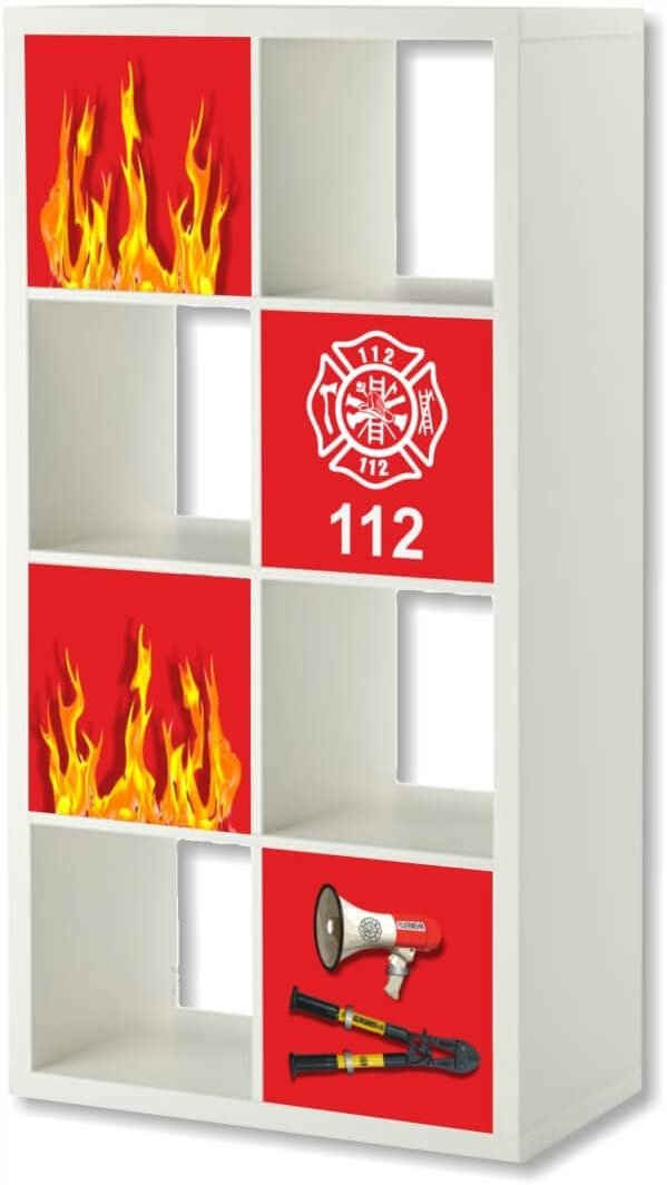 STIKKIPIX Möbelfolie »ER30«, (MÖBEL NICHT INKLUSIVE) Feuerwehr Möbelfolie, Aufkleber-Set passend für das Regal EXPEDIT/KALLAX von IKEA