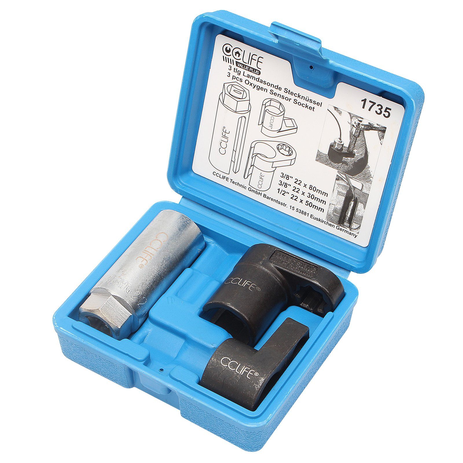 CCLIFE Multitool 3tlg Lambdasonden Schlüssel Lambdasonde Nuss Steckschlüssel Werkzeug, (3 St)
