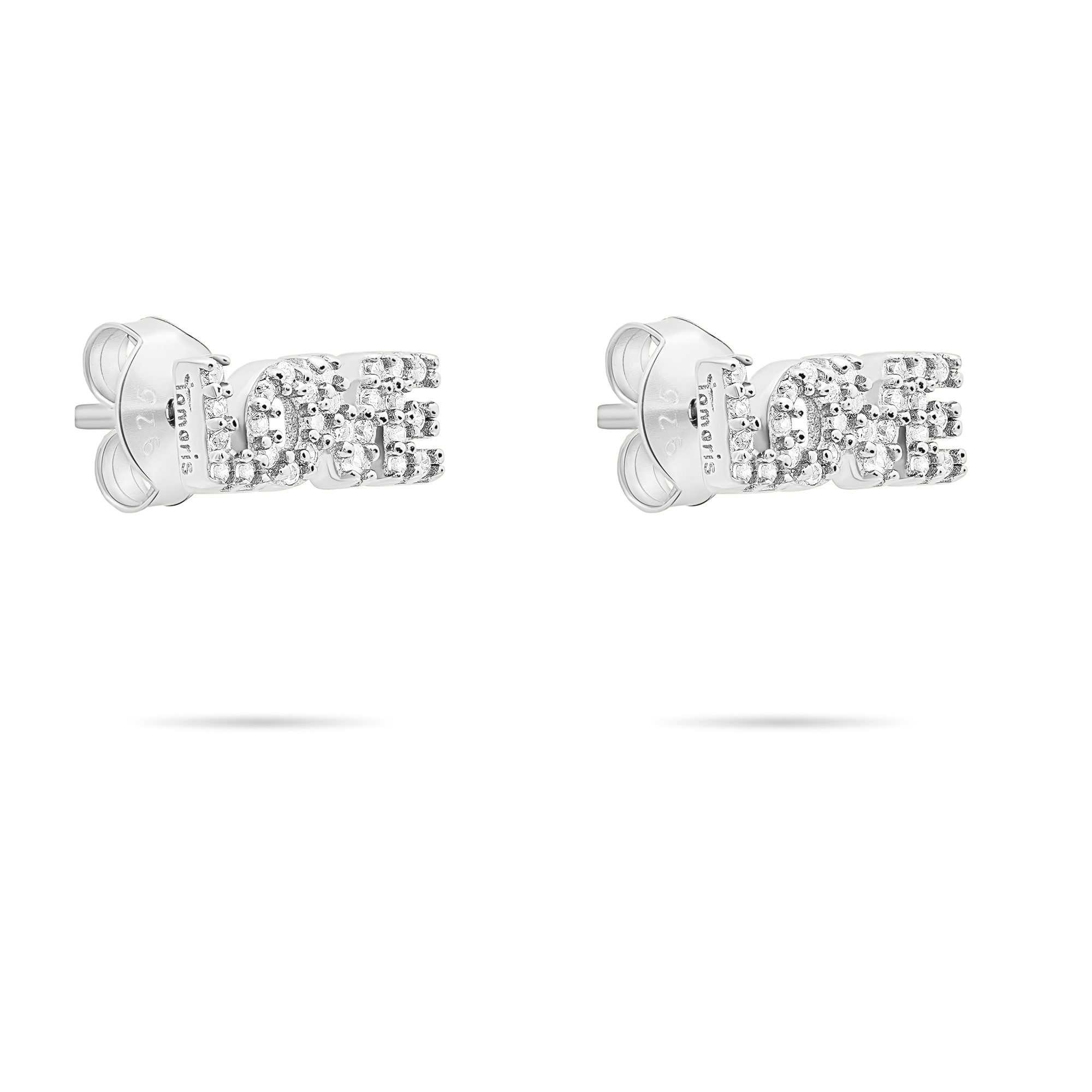 Tamaris Paar Ohrstecker Schmuck Geschenk Silber 925 Ohrstecker Love Letters, mit Zirkonia (synth)