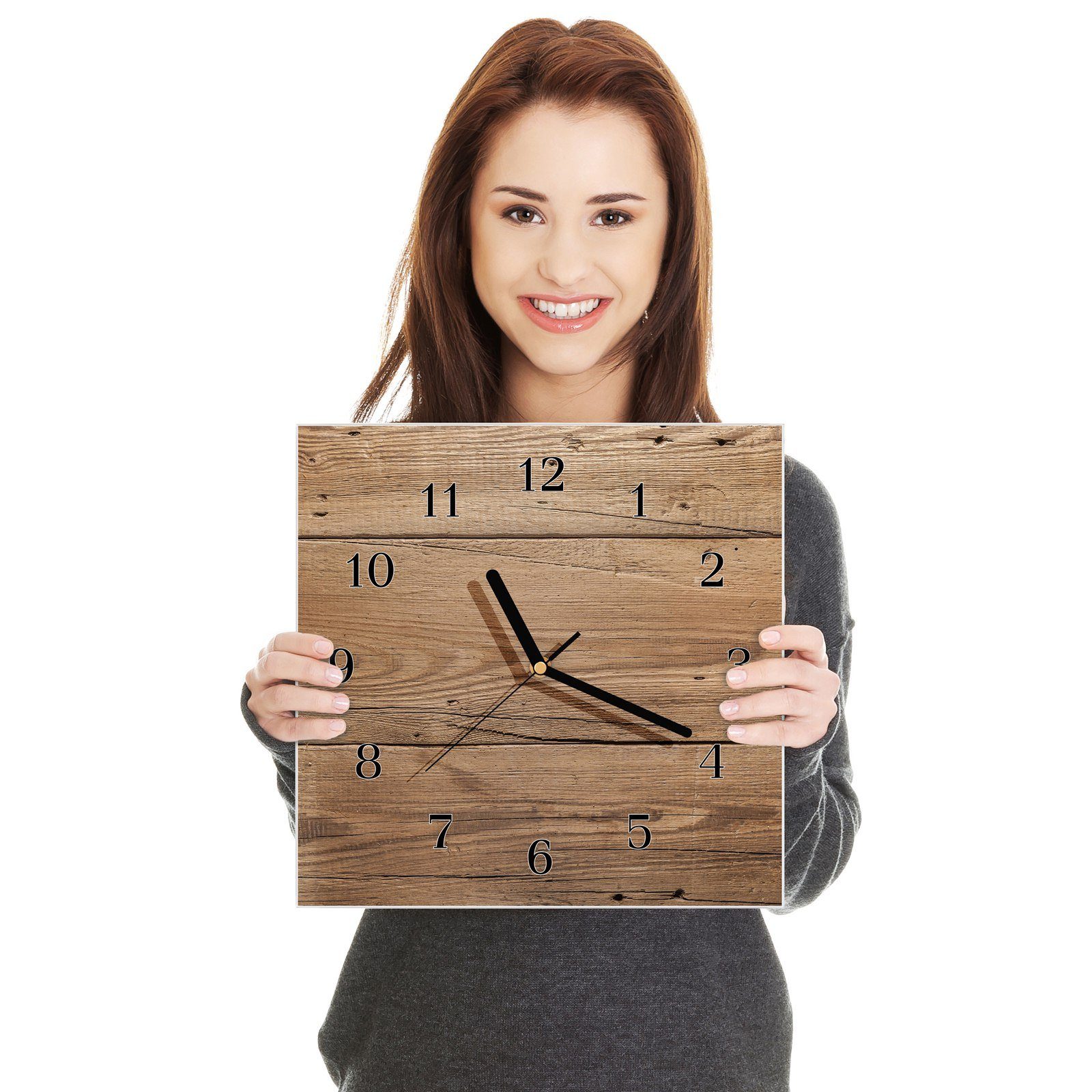 30 Wandkunst Primedeco Holzwand Wanduhr Größe x Motiv cm mit Wanduhr 30 Glasuhr