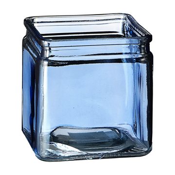 CEPEWA Teelichthalter Windlicht 4er Set Glas 10x10x10cm orange blau grün lila Teelichtglas