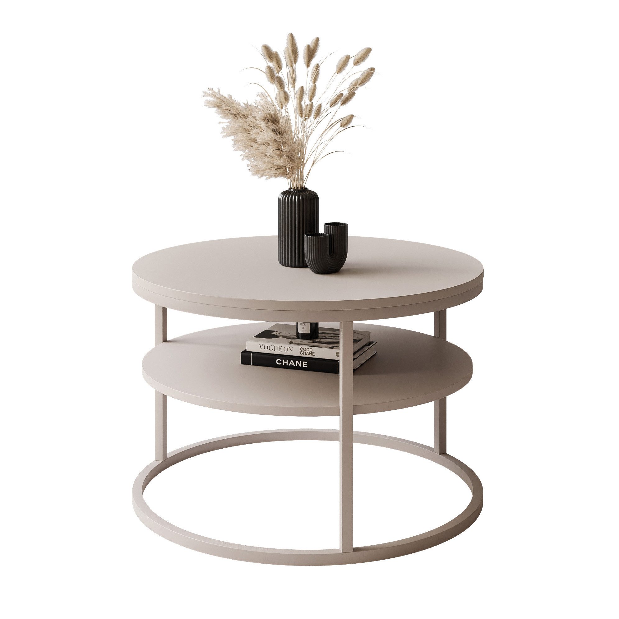 Lookway Couchtisch CIRI SLIM MATT Kaschmir mit Ablage (1 Tisch), Durchmesser: ⌀60 cm, Höhe: 42 cm – Bild 5 von 5