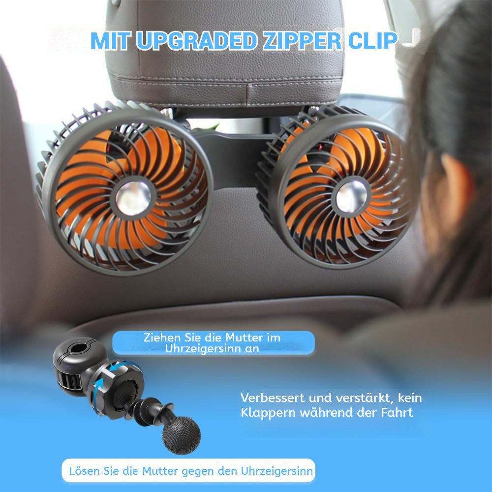 QUBEBU Mini USB-Ventilator Auto Ventilator Rücksitz 12V24V Auto Kfz Lüfter mit Zigarettenanzünder, Mini Ventilator Auto Innenrau für Lkw, Van, Suv, Rv