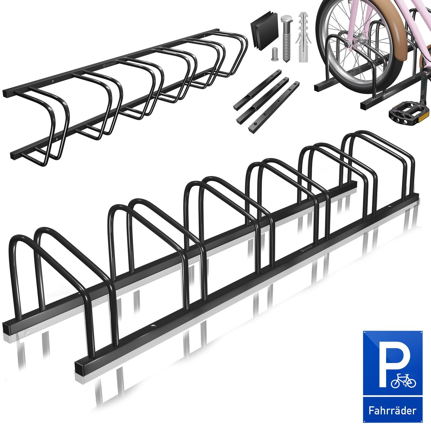 KESSER Fahrradständer, inkl. Parkschild Mehrfachständer mit 37cm Radabstand