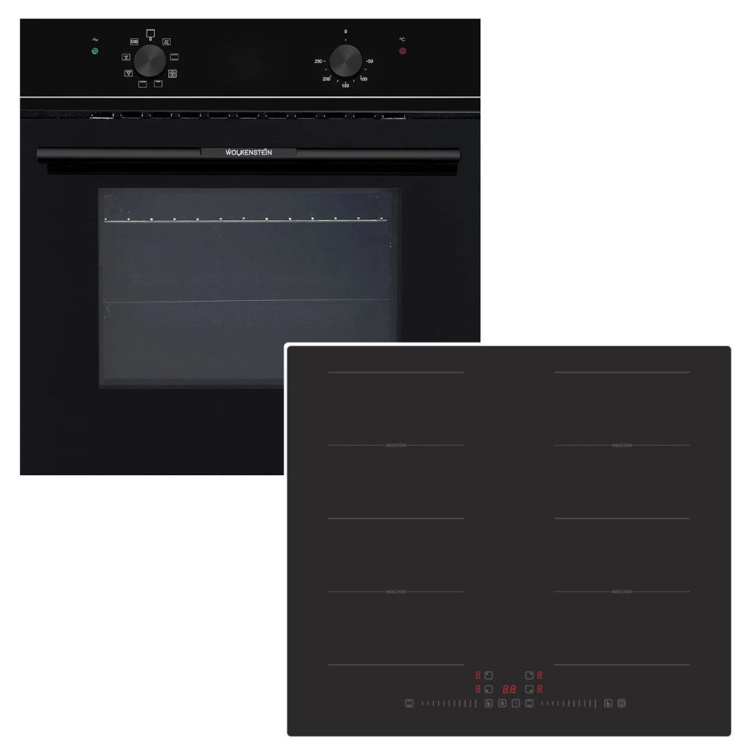 Wolkenstein Backofen-Set Einbaubackofen ECO + Induktionskochfeld PKM Flexzonen Booster Slider