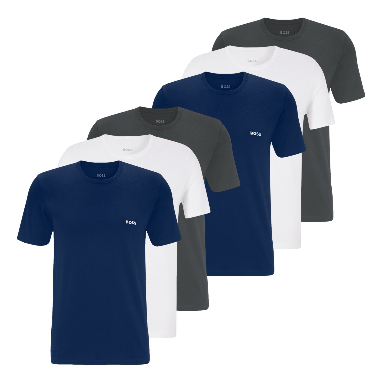 BOSS Unterziehshirt Classic T-Shirt (6-St) mit fein geripptem Rundhalsausschnitt