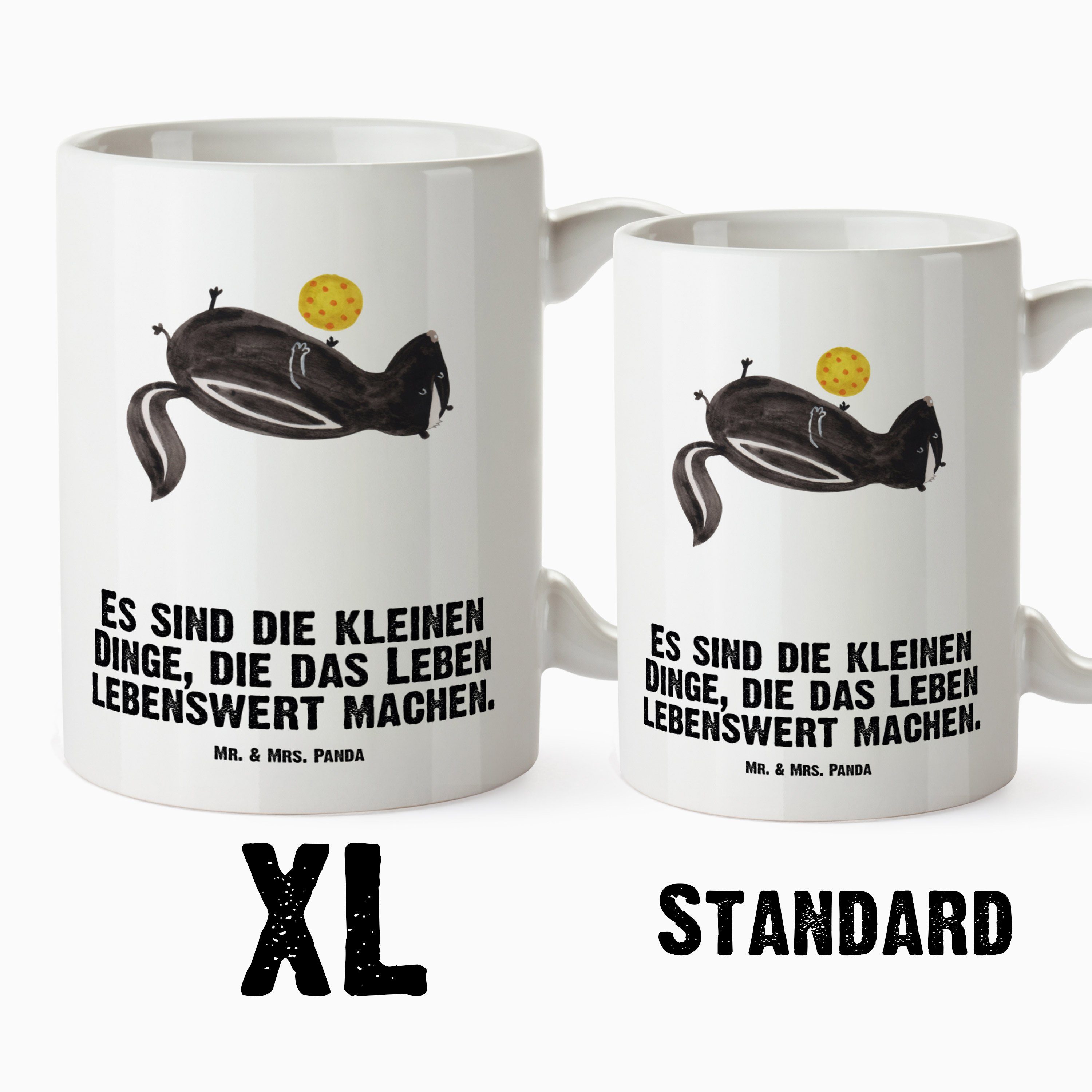 Geschenk, XL Kaffeetasse, Ball Tasse, Mrs. Weiß XL & Tasse Grosse Stink, - Tasse Keramik Stinktier Mr. - Panda