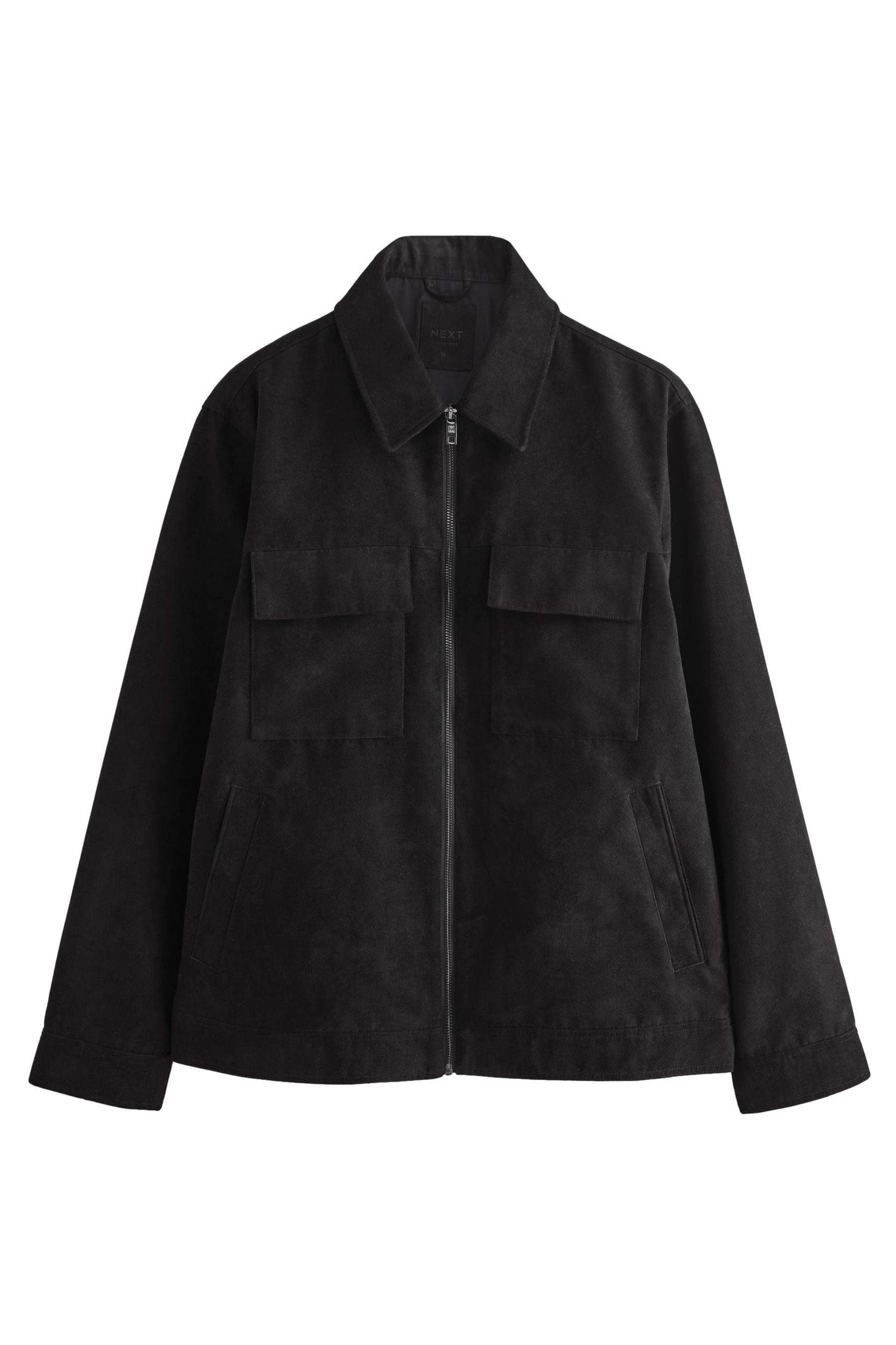 Lederimitatjacke Hemdjacke mit Kragen aus Velourskunstleder