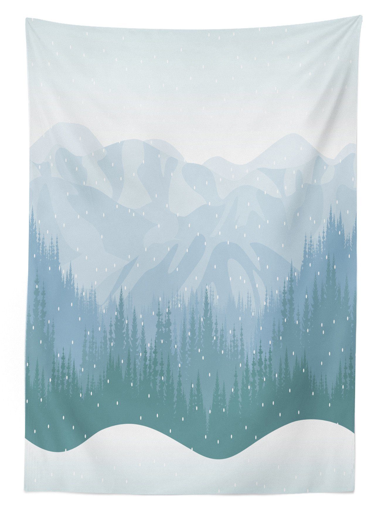 Für Bereich Farben, Winter-Schneeflocke Waschbar Klare Himmel geeignet Berge Tischdecke Abakuhaus Außen Farbfest den Blauer