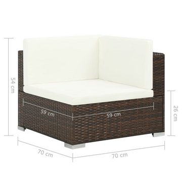 vidaXL Gartenlounge-Set 6-tlg. Garten-Lounge-Set mit Auflagen Poly Rattan Braun, (6-tlg)