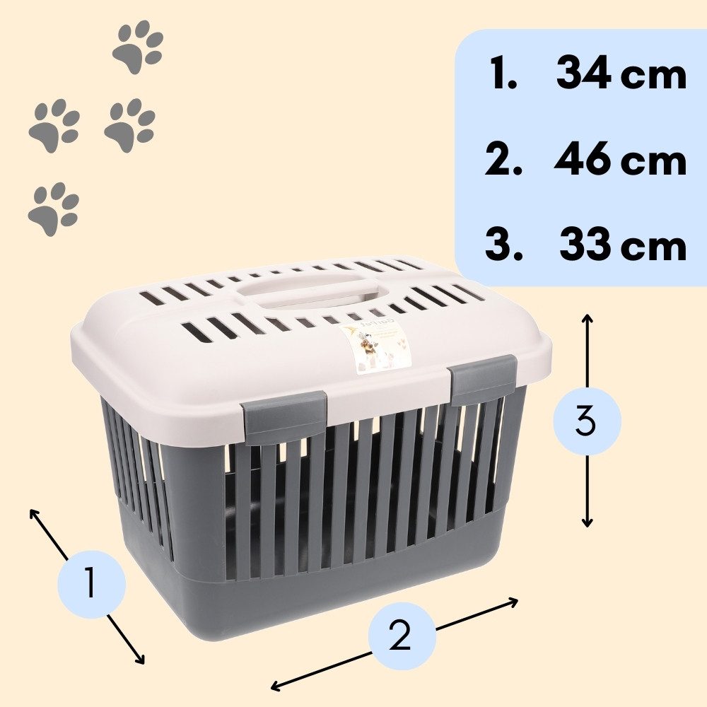 GarPet Tiertransportbox 2er Set Katzentransportbox Öffnen Dachöffnung Kleintier Transport Box