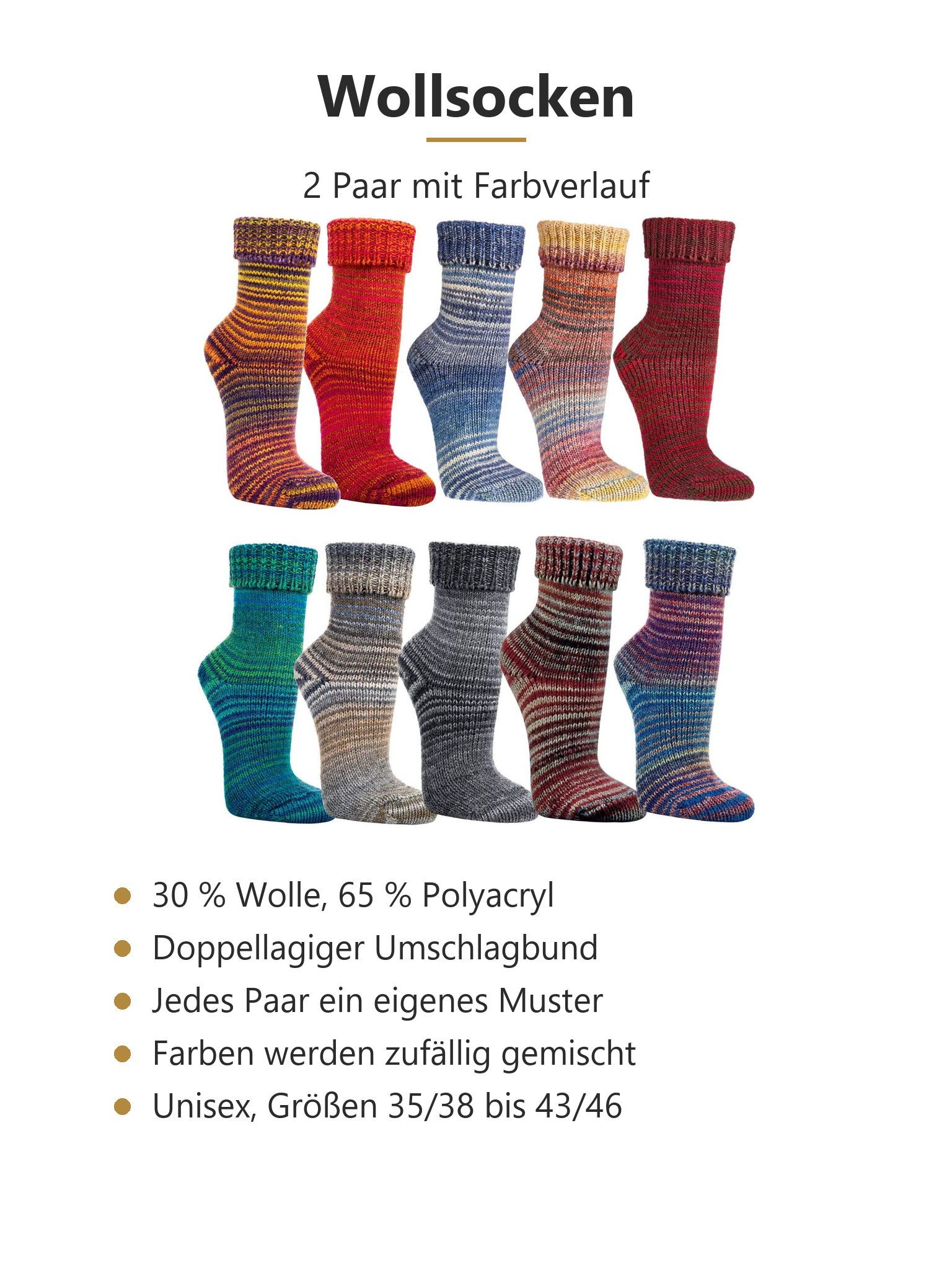 Black Snake Kuschelsocken Wollsocken in Strickoptik mit Farbverlaufsgarn für Damen und Herren (Socken-Set, 2-Paar, bunt 39/42) jedes Paar ein Unikat mit weichem – Bild 2 von 5