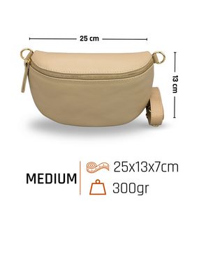 Adel Bags Bauchtasche Damen mit goldenem Reißverschluss, Bauchtasche Leder