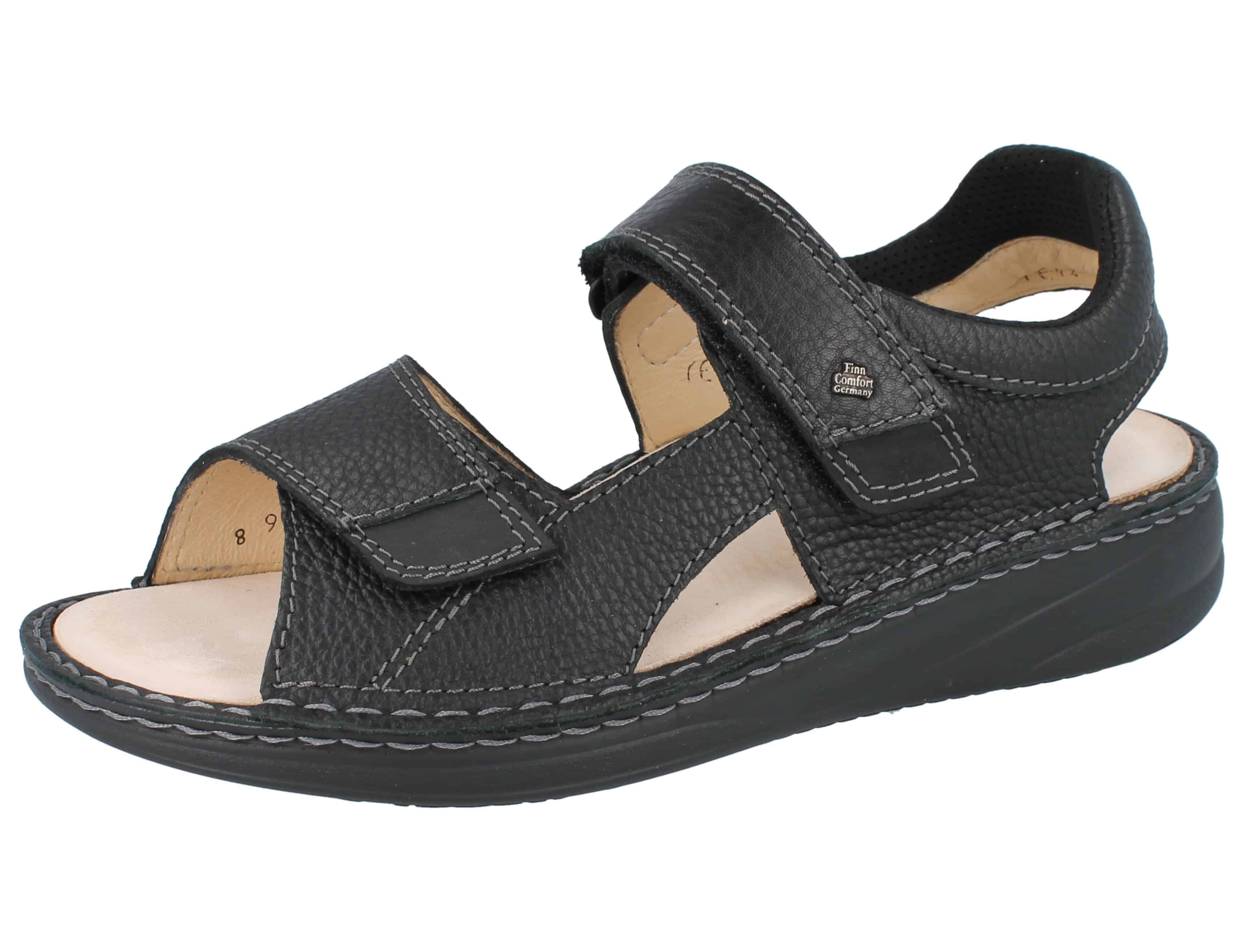 Finn Comfort FINN COMFORT Skiathos Herren Sandale schwarz Glattleder - Größe: 44 Sandale Wechselfußbett