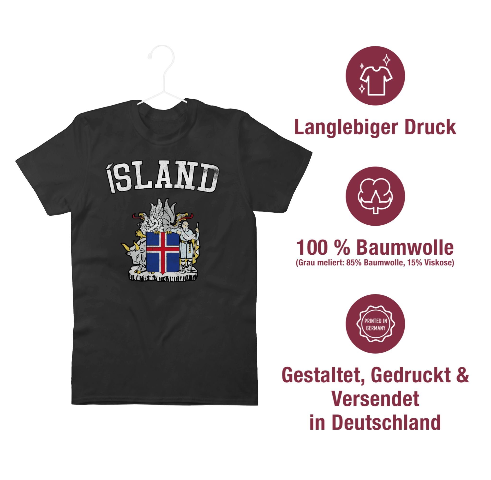 Schwarz T-Shirt Fussball 2024 3 WM EM Shirtracer Wappen Island