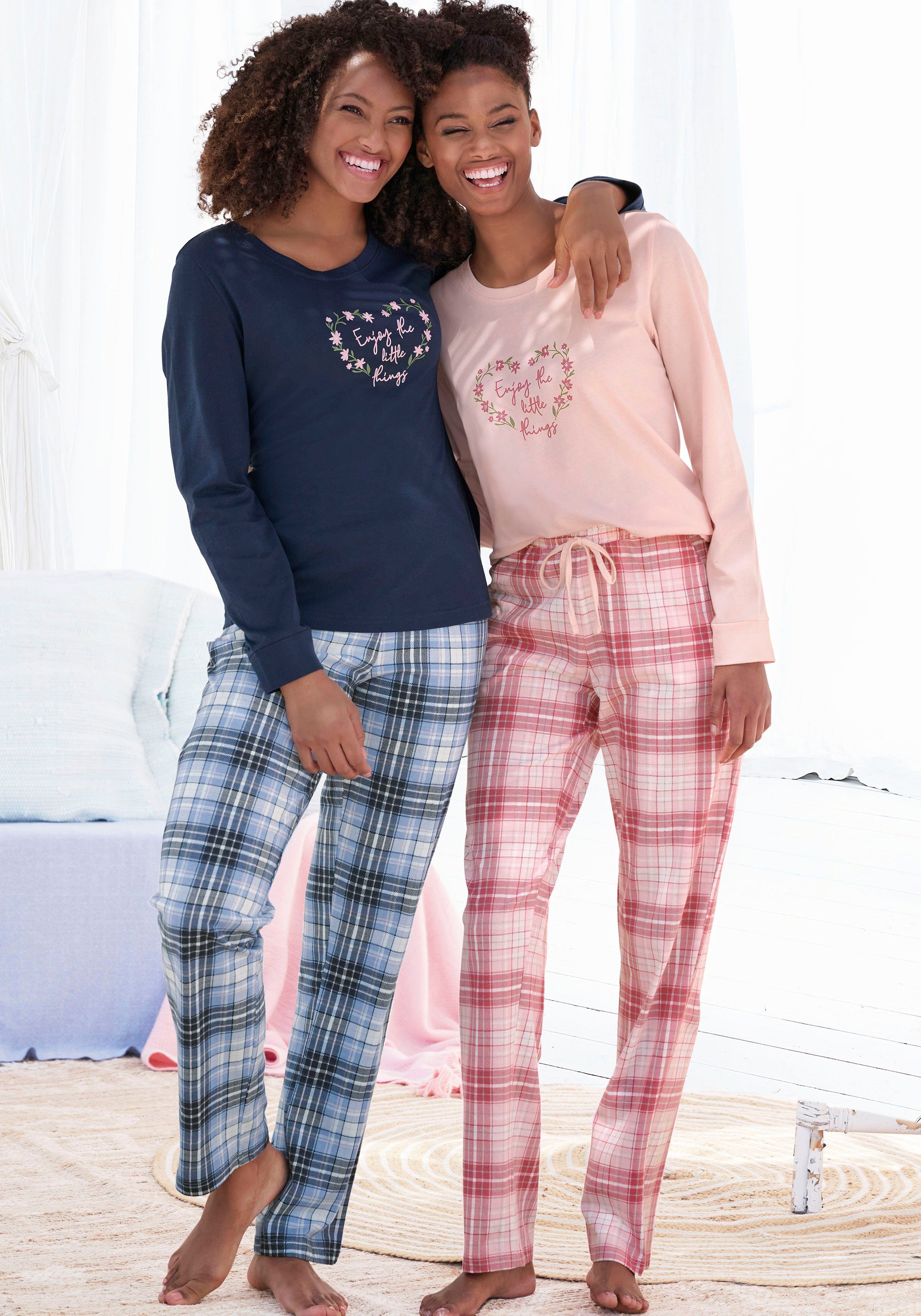 karierte Damen OTTO online kaufen Pyjamas | für Blaue
