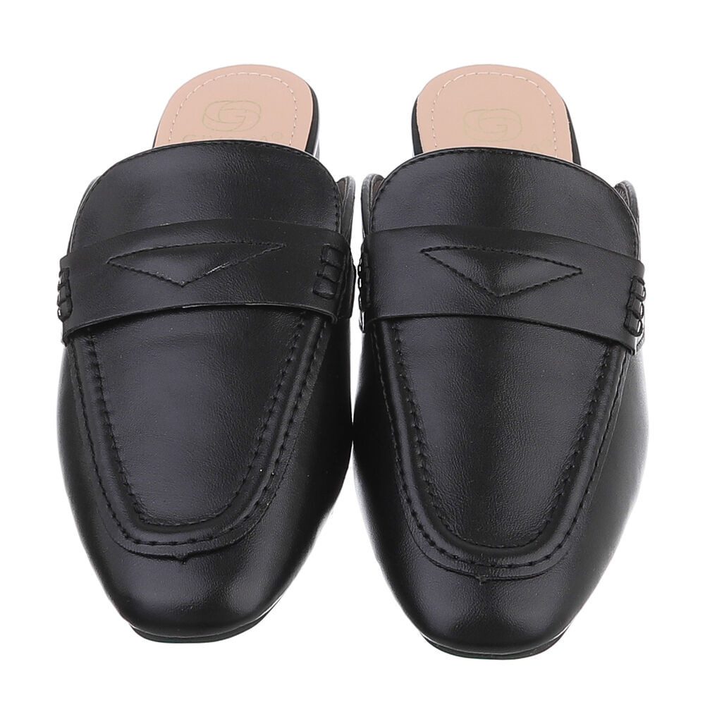 Ital-Design Damen Mules Freizeit Pantolette (88930378) Blockabsatz Pantoletten in Schwarz – Bild 4 von 5