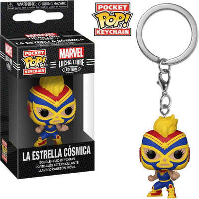 Funko Schlüsselanhänger Lucha Libre La Estrella Cosmica Captain Marvel Pop