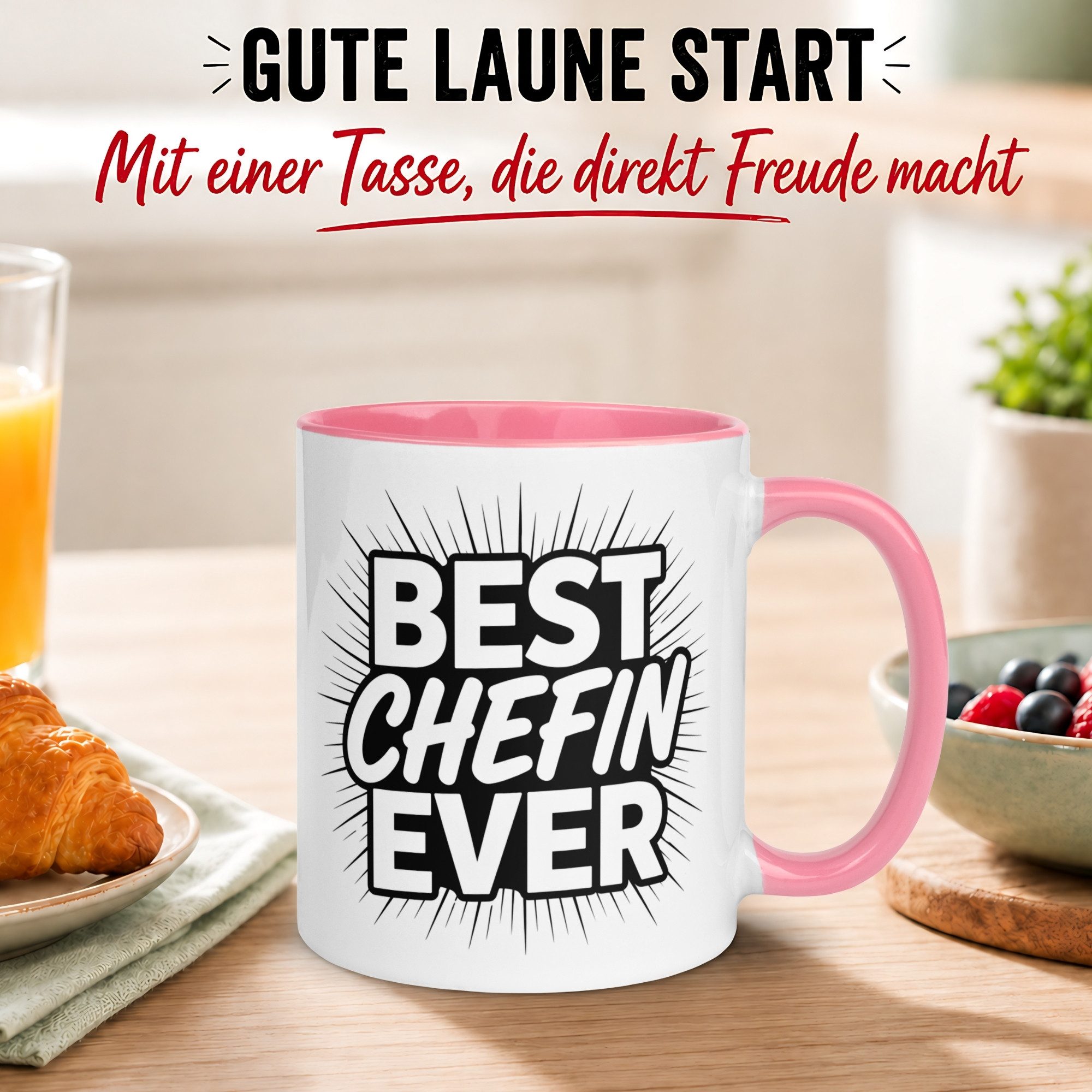 Momentals Tasse Chefin – „Best Chefin Ever“ – Geschenk Becher Beste Chefin, Gratis Versand · Links-&Rechtshänder · Spülmaschinenfest