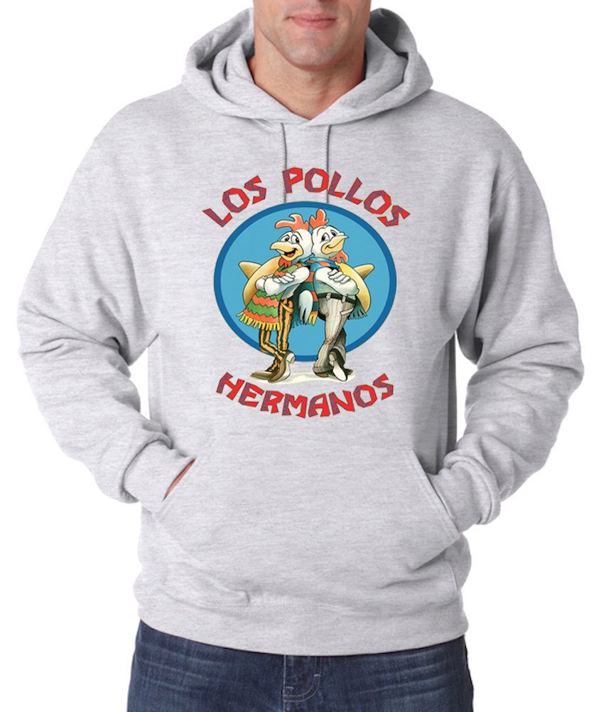 Frontprint Pollos trendigem Herren Youth Kapuzenpullover mit Hoodie Designz Los Grau Hermanos Pullover