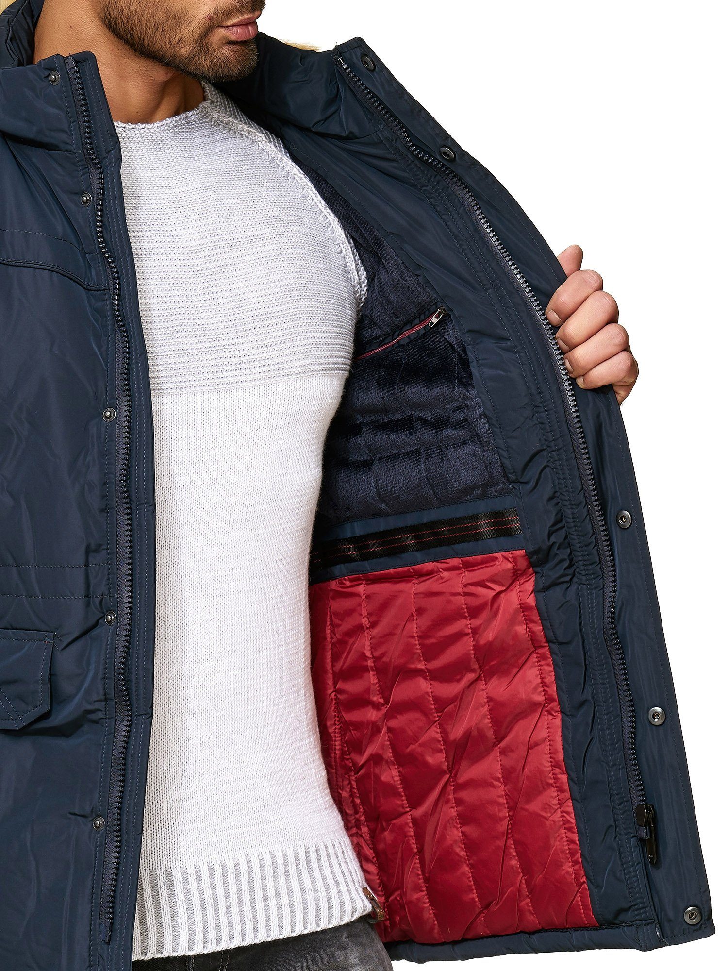 Reslad Winterjacke Herren Jacke Winter-Jacke Herren-Parka Kapuzen-Jacke Fell-Kragen Anora warme gesteppte Jacke mit Kapuze – Bild 5 von 5