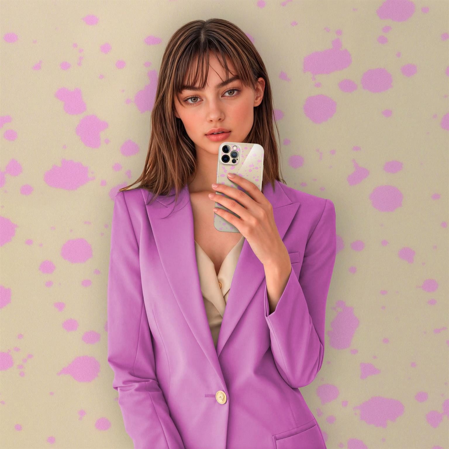 ONEFLOW Handyhülle für iPhone 12 Pro Splash Cover Flecken Creme Pink 6,1 Zoll, Hülle mit Design Muster Designer Case Kameraschutz Handy Schutzhülle