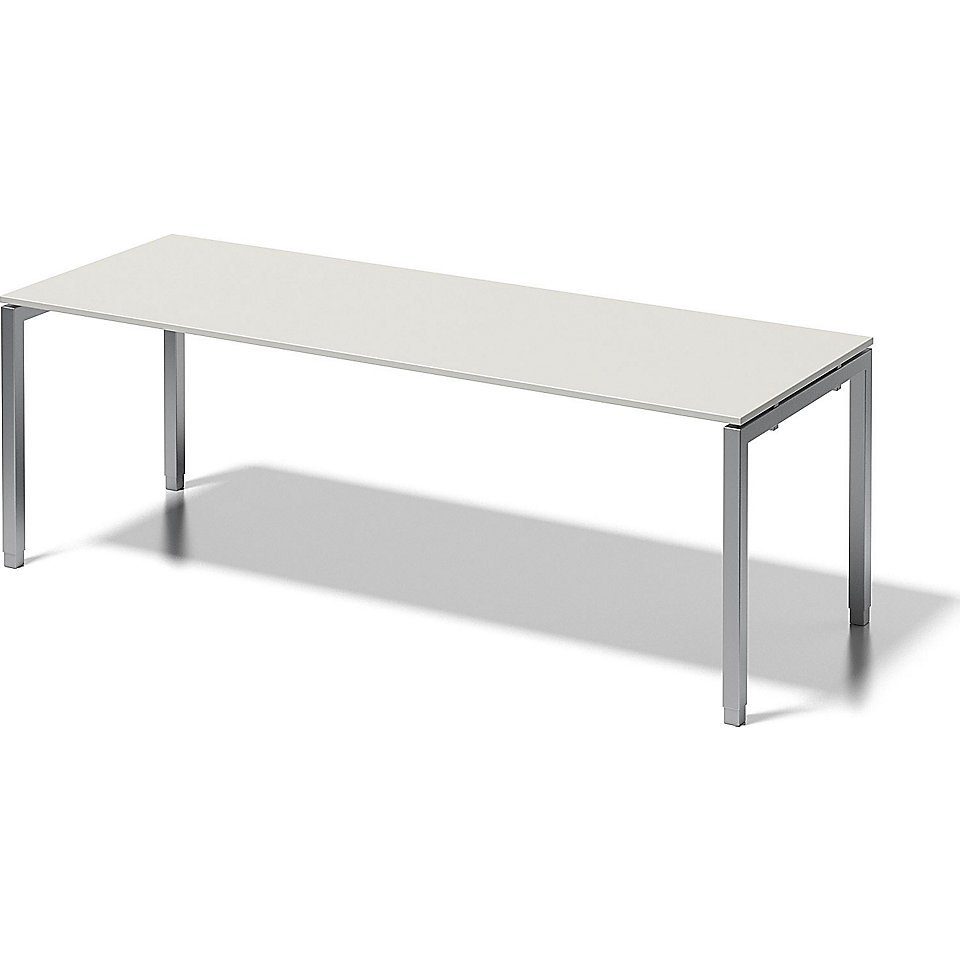 Bisley Schreibtisch, B: 2200 mm x T: 800 mm x H: 650 - 850 mm Gestell silber, Platte