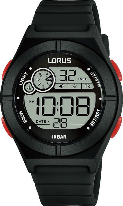 LORUS Chronograph R2363NX9, mit digitaler Anzeige, ideal auch als Geschenk schwarz | Quarzuhren