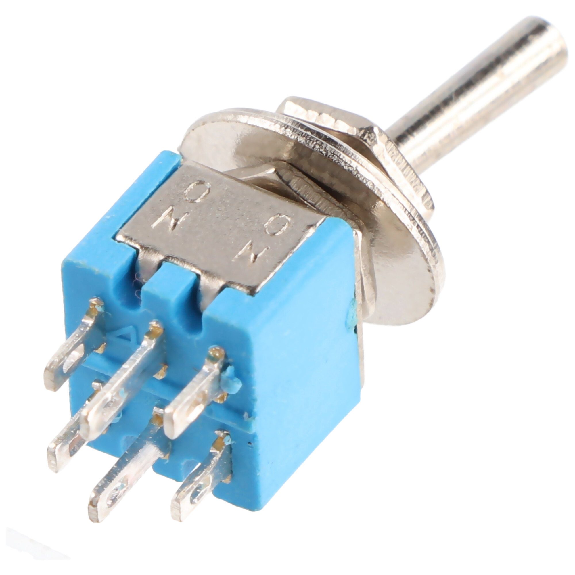 Goobay Schalter Goobay Kippschalter Miniatur, 2x UM, 6 Pins, blaues Gehäuse, 8x9x7mm