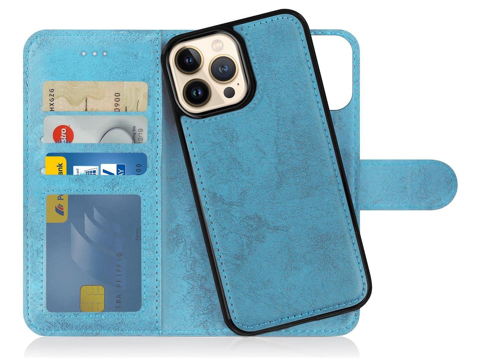 MyGadget Handyhülle Flip Case Handyhülle, für Apple iPhone 14 Pro Max - Magnetische  Hülle aus Kunstleder Klapphülle - Kartenfach Schutzhülle in Hellblau