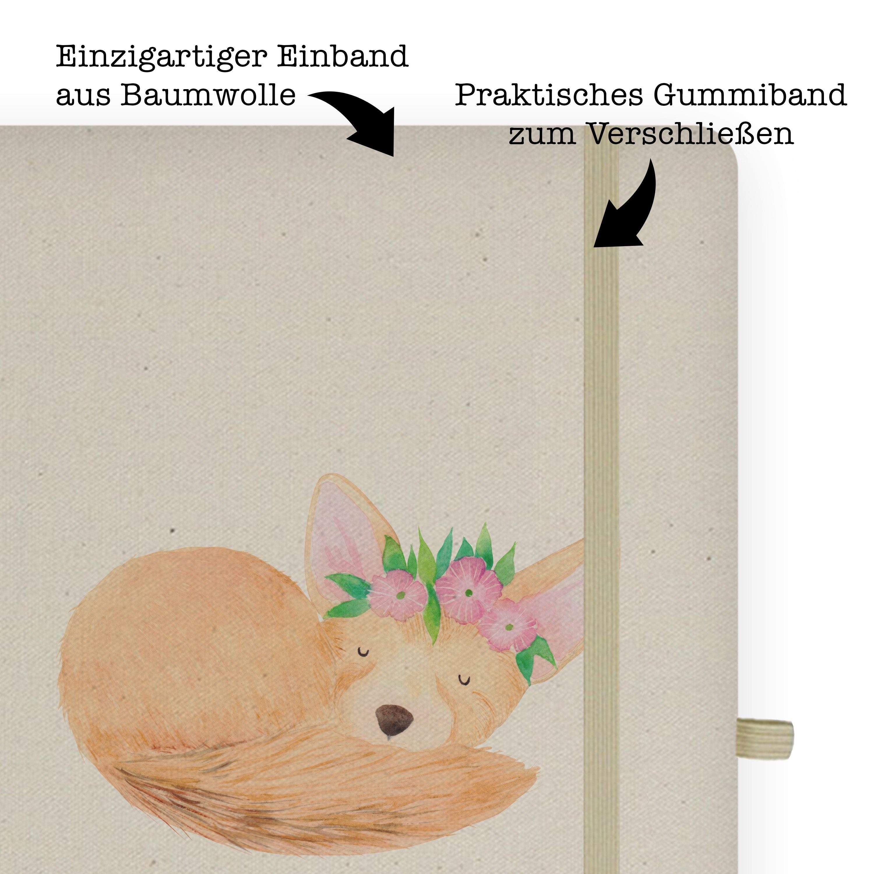 Panda Blumenkranz Mr. & - Mr. Panda Wüstenfuchs Geschenk, Notizbuch Mrs. Kladde, Mrs. Schreibbuch & - Transparent