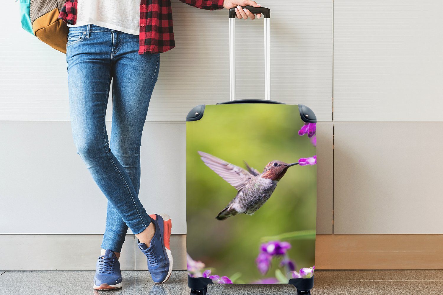 - Natur, mit für - Vogel Rollen, MuchoWow Kolibri Handgepäck Reisetasche 4 Ferien, Reisekoffer Trolley, Handgepäckkoffer rollen,