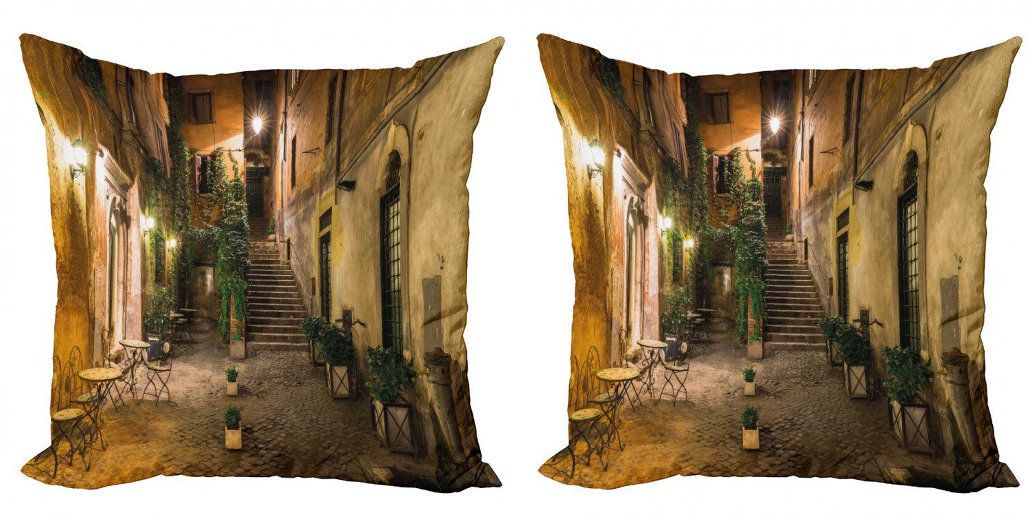 Kissenbezüge Modern Accent Doppelseitiger Digitaldruck, Abakuhaus (2 Stück), Italienisch Old Cafe in Rom Stadt