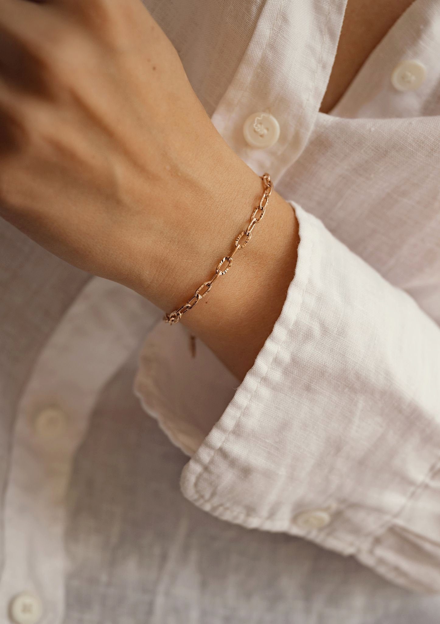 Hey Happiness Gliederarmband 18K Roségold vergoldet, Glieder Kettchen struk günstig online kaufen