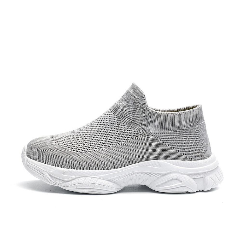 druckfreiem Slip-On ultraleichter grau mit und (aus ultraleichter) Sockenschuh Material Sitz Mesh HUSKSWARE Sneaker elastischem
