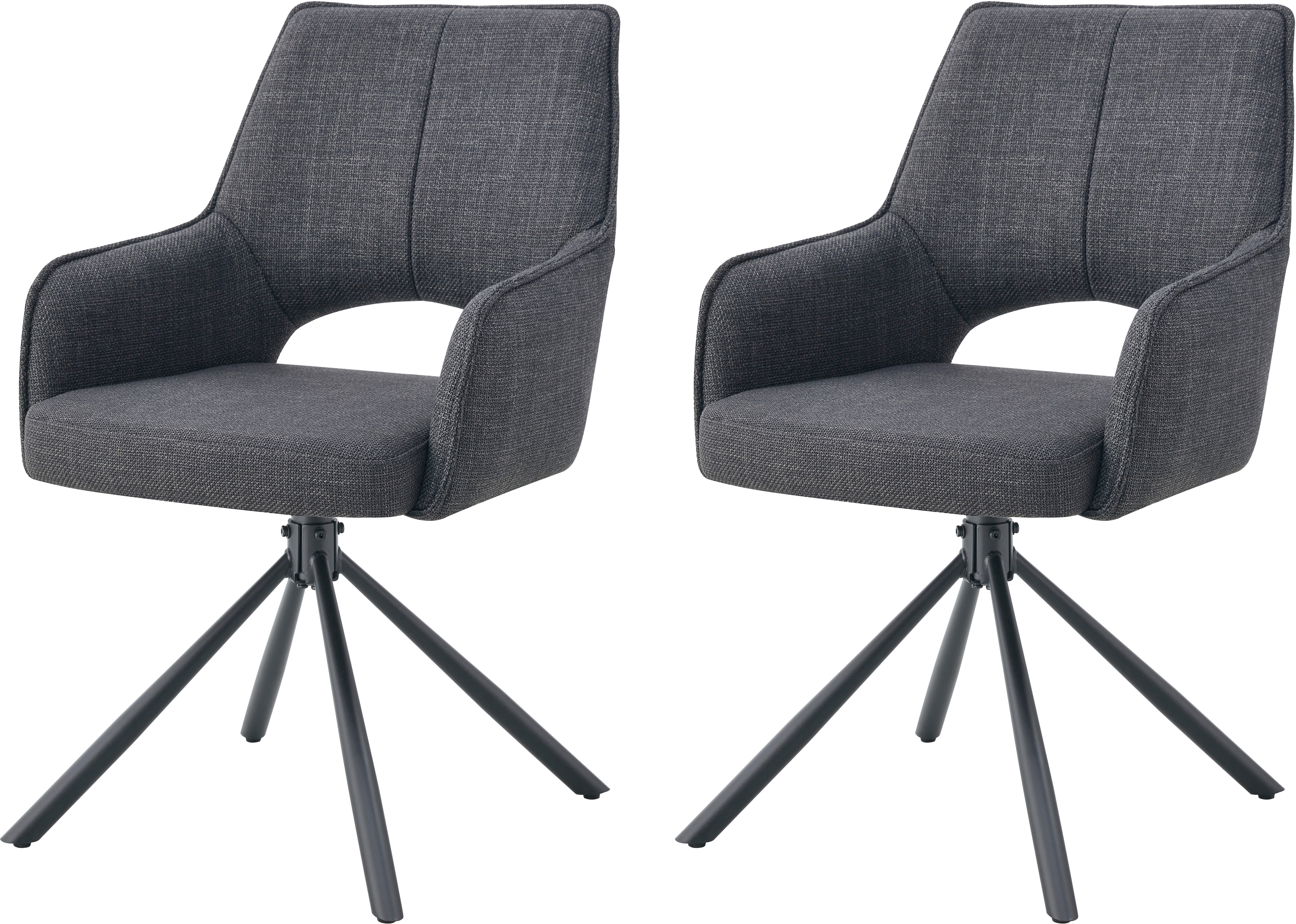Home affaire Drehstuhl BELLEVILLE, 2er Set, mit Metallgestell in matt schwarz (Set, 2 St)