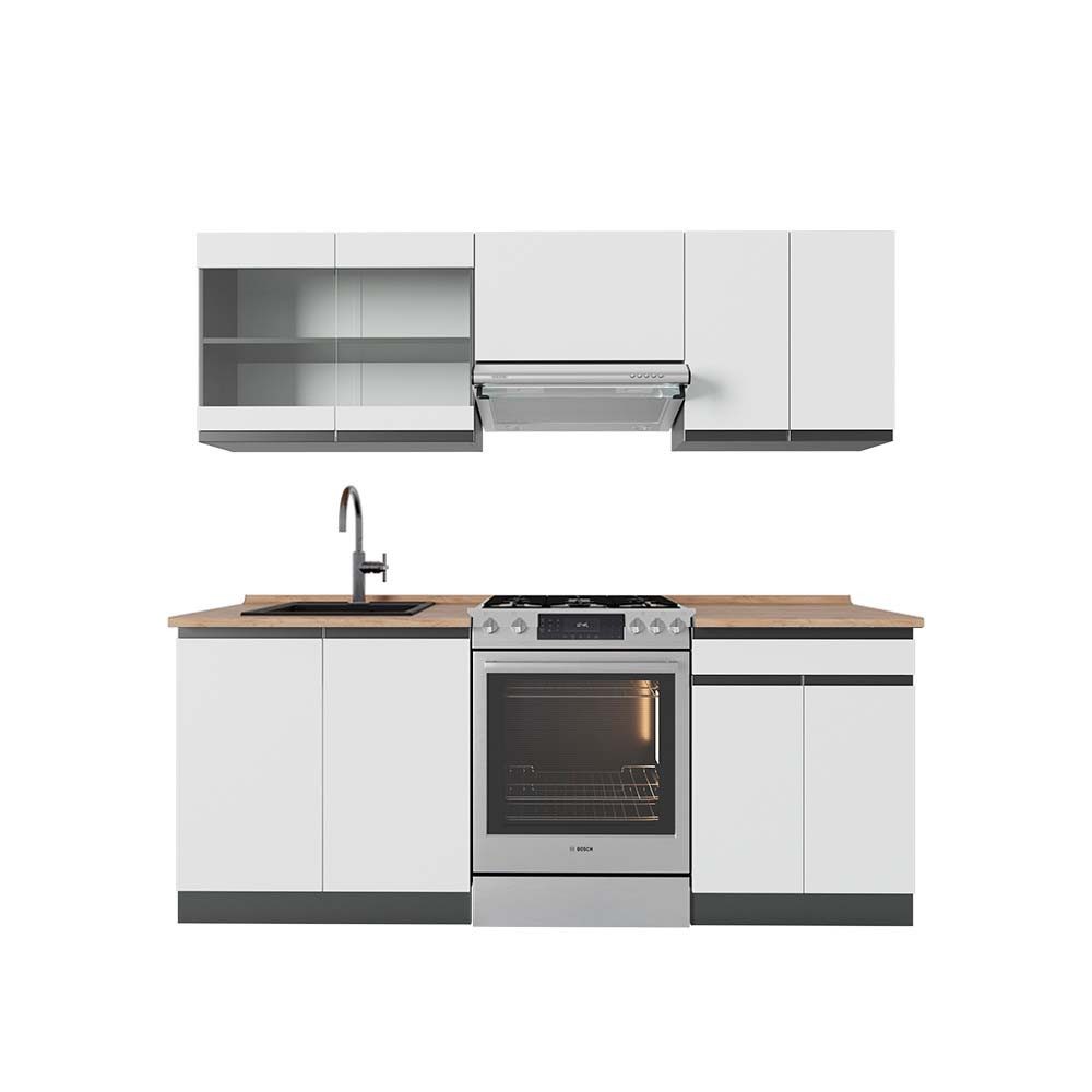 Vicco Küchenzeile R-Line, Weiß/Anthrazit, 200 cm, günstig online kaufen