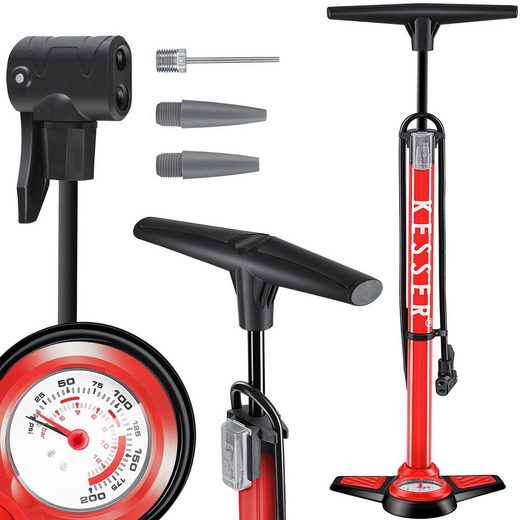 KESSER Luftpumpe, Standluftpumpe mit Manometer FahrradLuftpumpe Standpumpe passend für alle